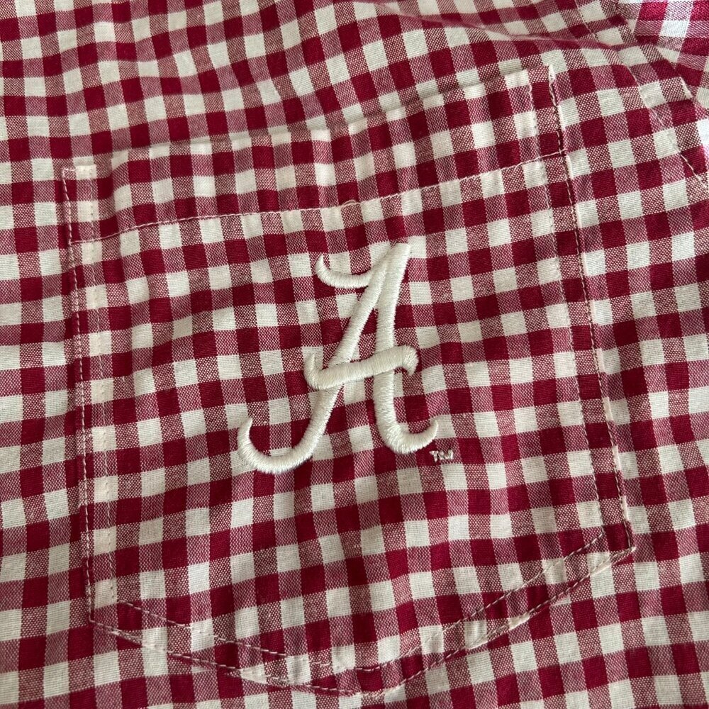 University of Alabama Gingham Long Sleeve Button Down Size Large Embroidered  A - Picture 11 of 12
